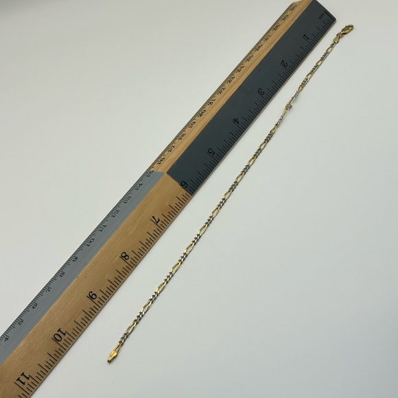 925 Silver Anklet Italy KA 1772 Stamped Very Dainty Two-tone Oval Link - Picture 5 of 8